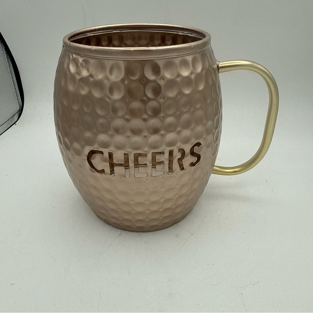 Pink Zebra hammered Copper Cheers cutout Mug Accent warmer Shade W/ Handle